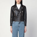 Sword 6644 Black Biker Jacket Vintage Effect In Leather