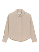 Ami Paris Long Sleeve Boxy Shirt With Camp Collar And Embroidered Ami Paris