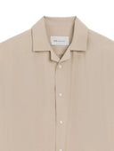 Ami Paris Long Sleeve Boxy Shirt With Camp Collar And Embroidered Ami Paris