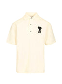 Ami Paris Boxy Fit Polo With Ami De Coeur Knitted Patch