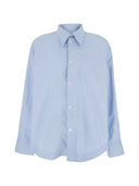 Ami Paris Long Sleeve Wide Shirt With Sharp Collar And Embossed Ami De Coeur