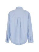 Ami Paris Long Sleeve Wide Shirt With Sharp Collar And Embossed Ami De Coeur