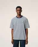 T-shirt Mariniere squadrata a maniche corte Ami Paris con toppa Ami De Coeur