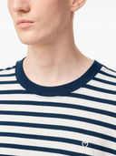 Ami Paris Long Sleeves Boxy Fit Mariniere Teeshirt With Ami De Coeur Patch
