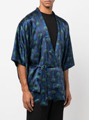 Ozwald Boateng Printed Silk Short Kimono
