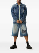 Pantaloncini in denim con toppa in tessuto Evisu HT