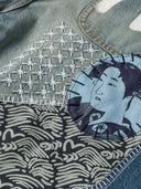 Pantaloncini in denim con toppa in tessuto Evisu HT
