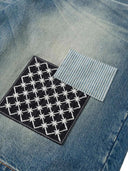 Pantaloncini in denim con toppa in tessuto Evisu HT