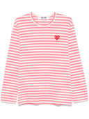 Comme Des Garçons Play U T-Shirt mit rotem Emblem aus Strick