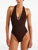 Hunza G Adriana Perlenbadeanzug in Metallic-Crinkle-Optik