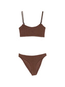 Hunza G Cassie bikini z koralikami, metaliczne marszczone