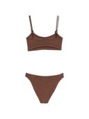 Hunza G Cassie bikini z koralikami, metaliczne marszczone