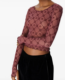 Marine Serre Moonogram Mesh Flock Ls Cropped Top