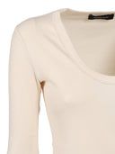 Fabiana Filippi T Shirt In Jersey Costina Manica Al Gomito Con Scollo U Color Burro