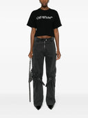 Off White Big Logo Bookish Crop Tee Black White