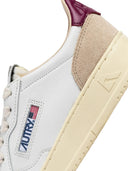Autry Medalist Low Sneakers In White And Fuchsia Leather And Suede