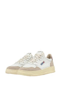 Autry Medalist Low Sneakers In White And Brown Leather And Suede