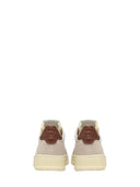 Autry Medalist Low Sneakers In White And Brown Leather And Suede