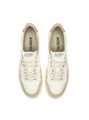 Autry Medalist Low Sneakers In White And Brown Leather And Suede