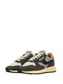 Autry Reelwind Low Sneakers In Green Craquele Leather And Reflective Nylon