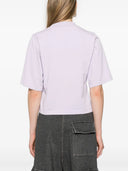 Palm Angels Cropped Cotton T Shirt With Logo