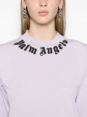 Palm Angels Cropped Cotton T Shirt With Logo