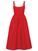 Self Portrait Taffeta Midi Dress With Crystals