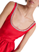 Self Portrait Taffeta Midi Dress With Crystals