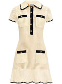 Self Portrait Ribbed Knit Minidress With Decorative Buttons