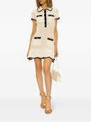 Self Portrait Ribbed Knit Minidress With Decorative Buttons