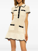 Self Portrait Ribbed Knit Minidress With Decorative Buttons