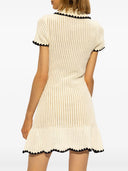 Self Portrait Ribbed Knit Minidress With Decorative Buttons