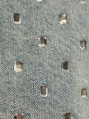 Self Portrait Denim Top Embellished With Rhinestones