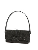 Self Portrait Black Rhinestone Mesh Baguette Bag