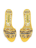 Dolce & Gabbana Bianca Slide Sandals With Majolica Print