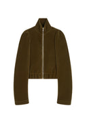 Dries Van Noten Short, Fitted Bomber Jacket With Elasticated Waist, In Neoprene Nylon With Velvet Exterior.