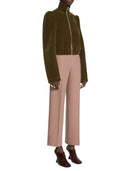 Dries Van Noten Short, Fitted Bomber Jacket With Elasticated Waist, In Neoprene Nylon With Velvet Exterior.