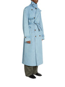 Dries Van Noten Classic Trench Coat With Regular Fit In Stone Washed Denim.