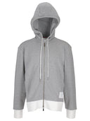 Thom Browne Zip Up Hoodie W/ Engineered 4 Bar In Color Blocked Solid Classic Loopback Jersey
