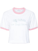Off White Cropped T Shirt With Embroidery