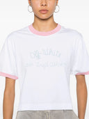 Off White Cropped T Shirt With Embroidery