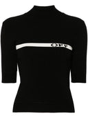 Off White T Shirt With Intarsia Logo