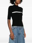 Off White T Shirt With Intarsia Logo