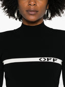 Off White T Shirt With Intarsia Logo