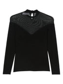 Federica Tosi T -Shirt mit Netzdetails Black Glostated Design Taste Rückenverschluss, Maschenplatten, Scheinhal
