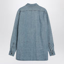 La camicia di lino in denim azzurra in fila