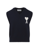 Ami Pull Col V Sans Manches Avec Ami De Coeur Contraste