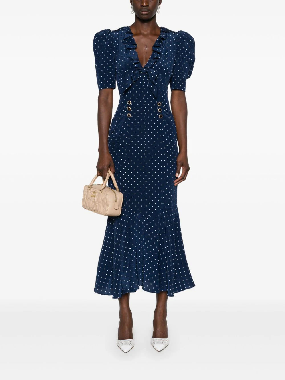 Alessandra Rich Polka Dot Midi Abito