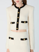 Alessandra Rich Cropped Cardigan In Alpaca Knit