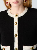 Alessandra Rich Cropped Cardigan In Alpaca Knit